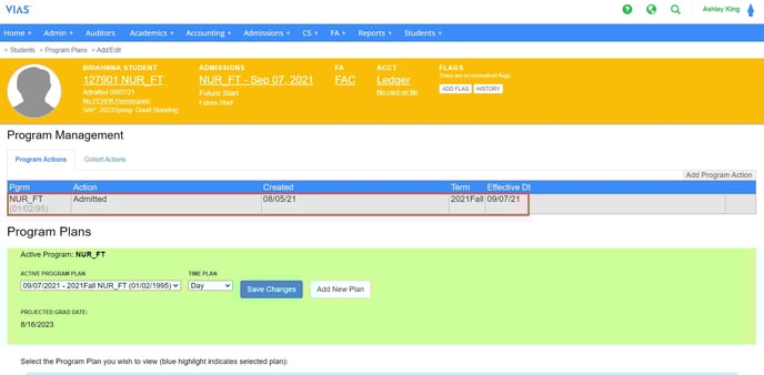 Programactionvisibleprogramplanpage