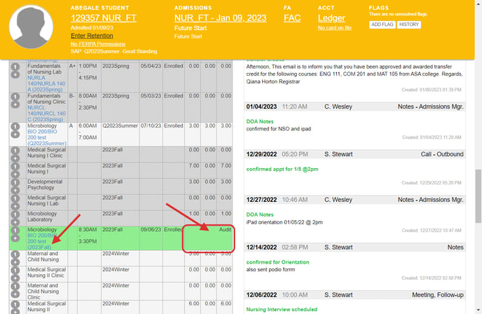 enorllment grid - audit example
