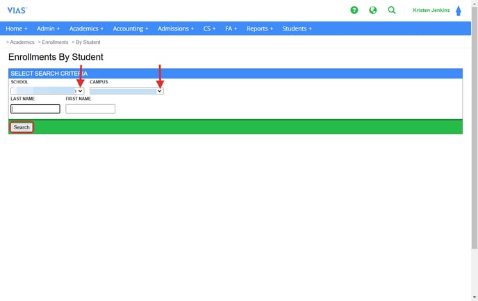 enrollment by student details