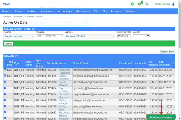 message active report