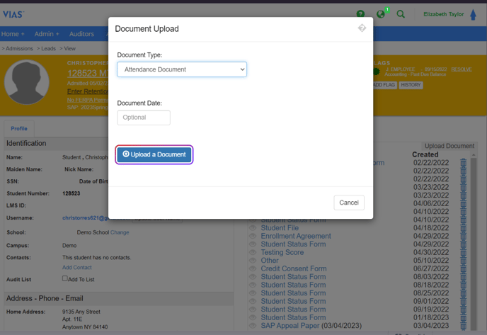 upload document form