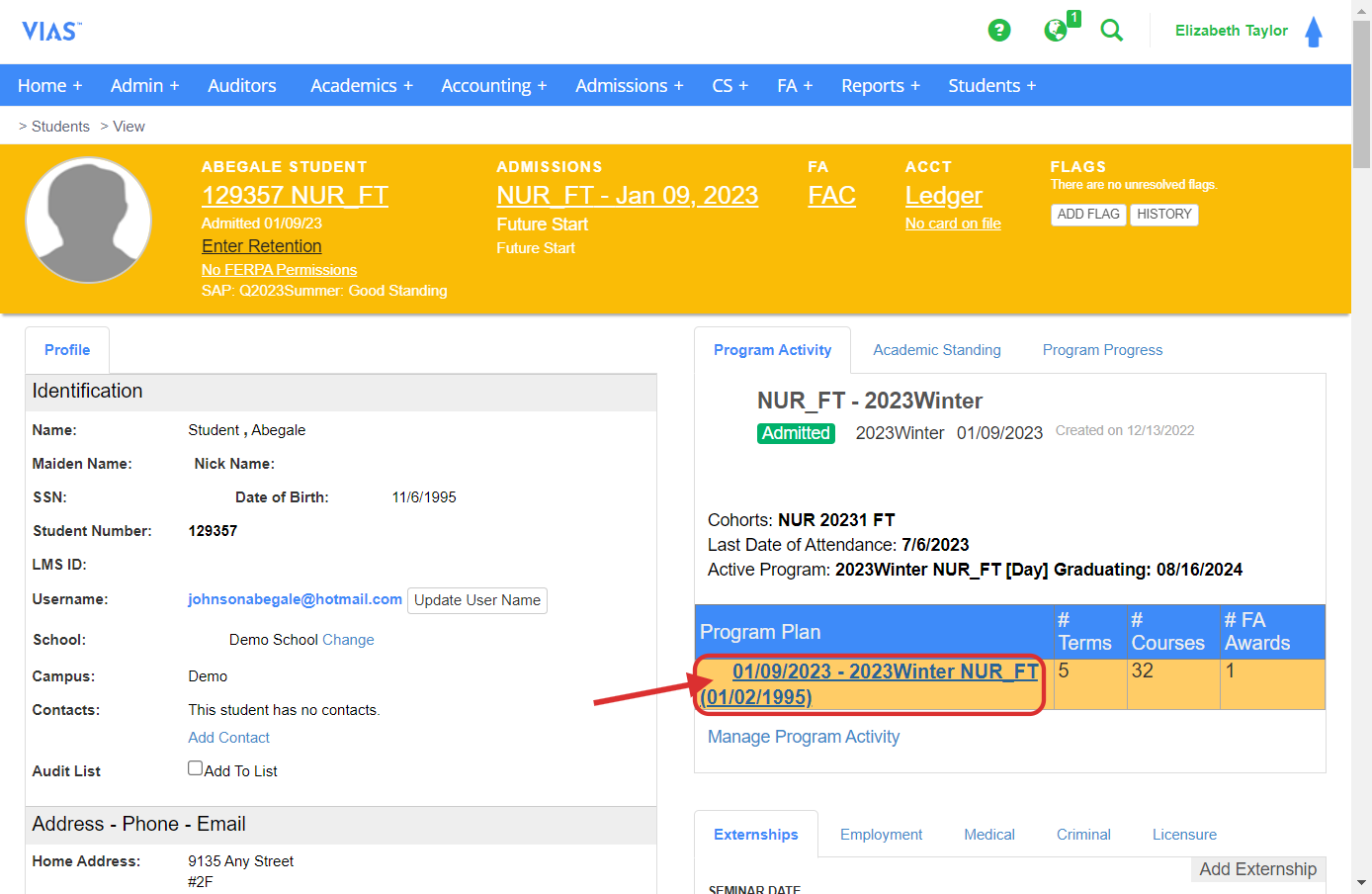 Click on 01/09/2023 - 2023Winter NUR_FT (01/02/1995)