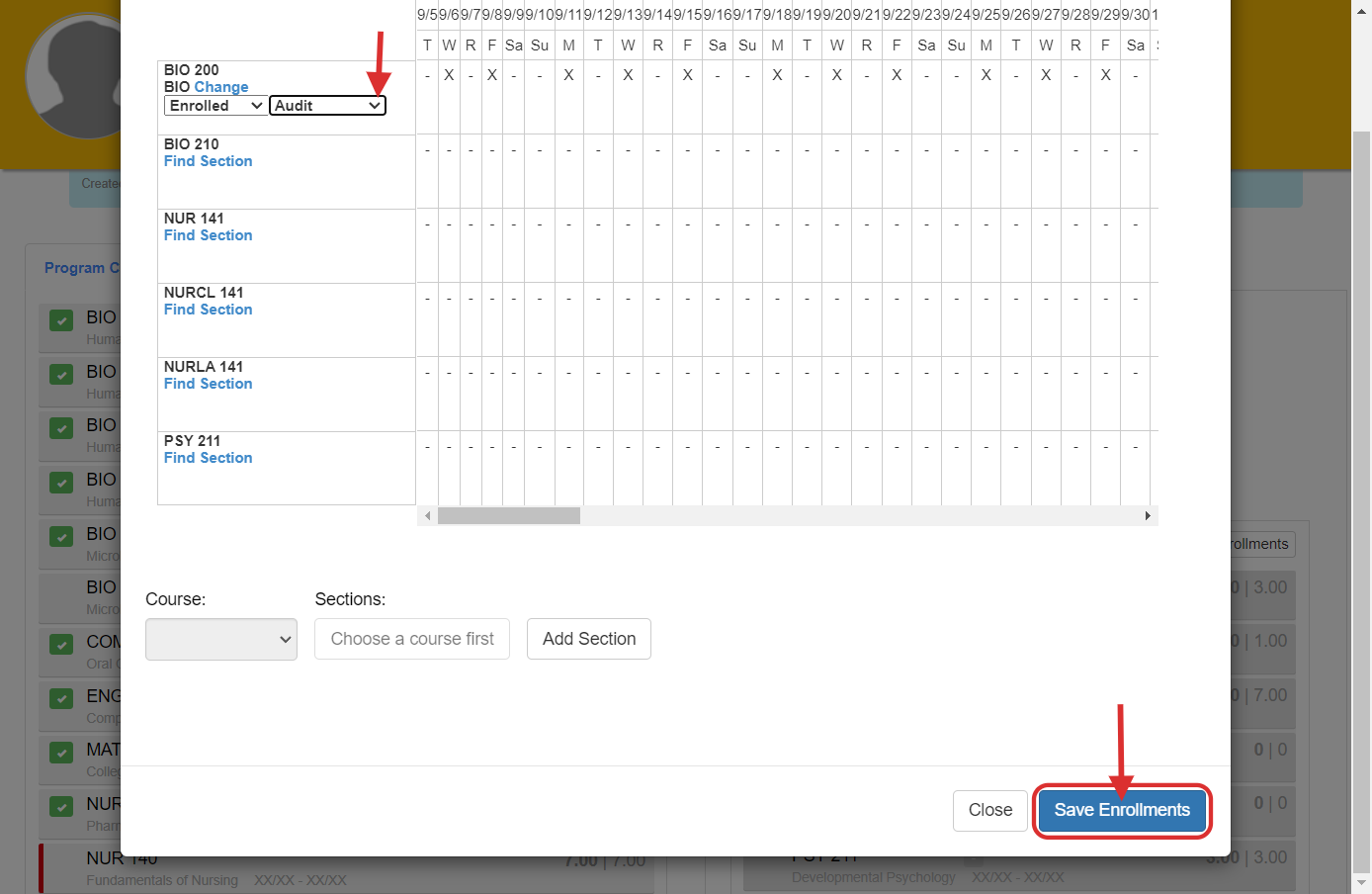 Click on Save Enrollments