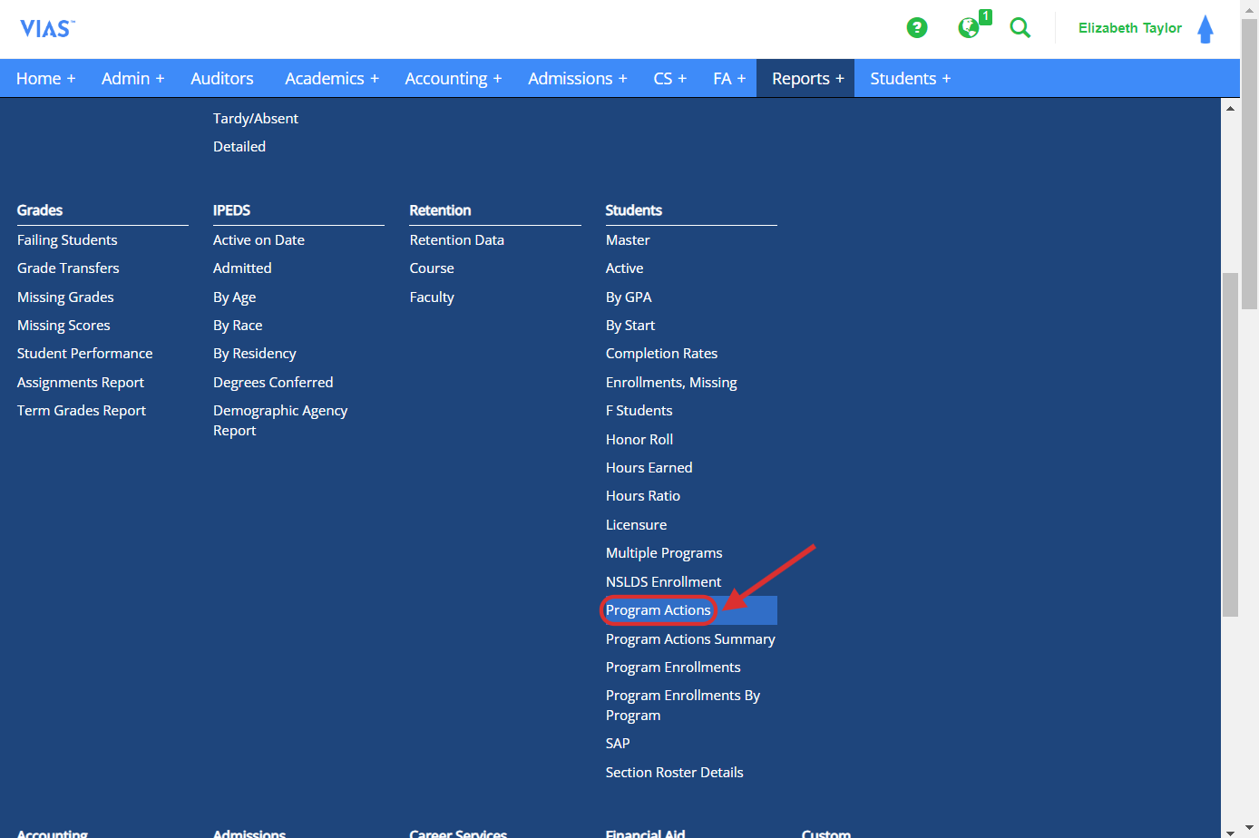 Click on Program Actions